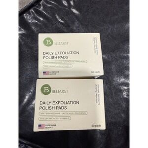 2 BELIARST Daily Exfoliation Polish Pads AHA Hyaluronic Acid Vitamin C 50 Pads